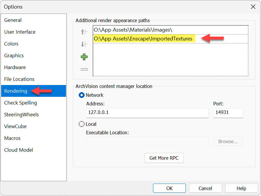 Revit 选项渲染路径